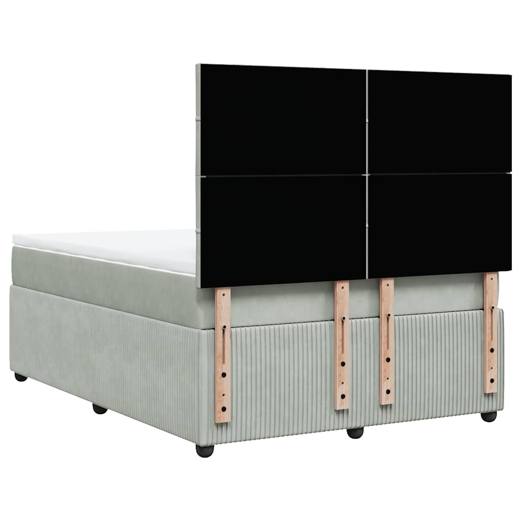 vidaXL Κρεβάτι Boxspring με Στρώμα Ανοιχτό Γκρι 140x190 εκ. Βελούδινο