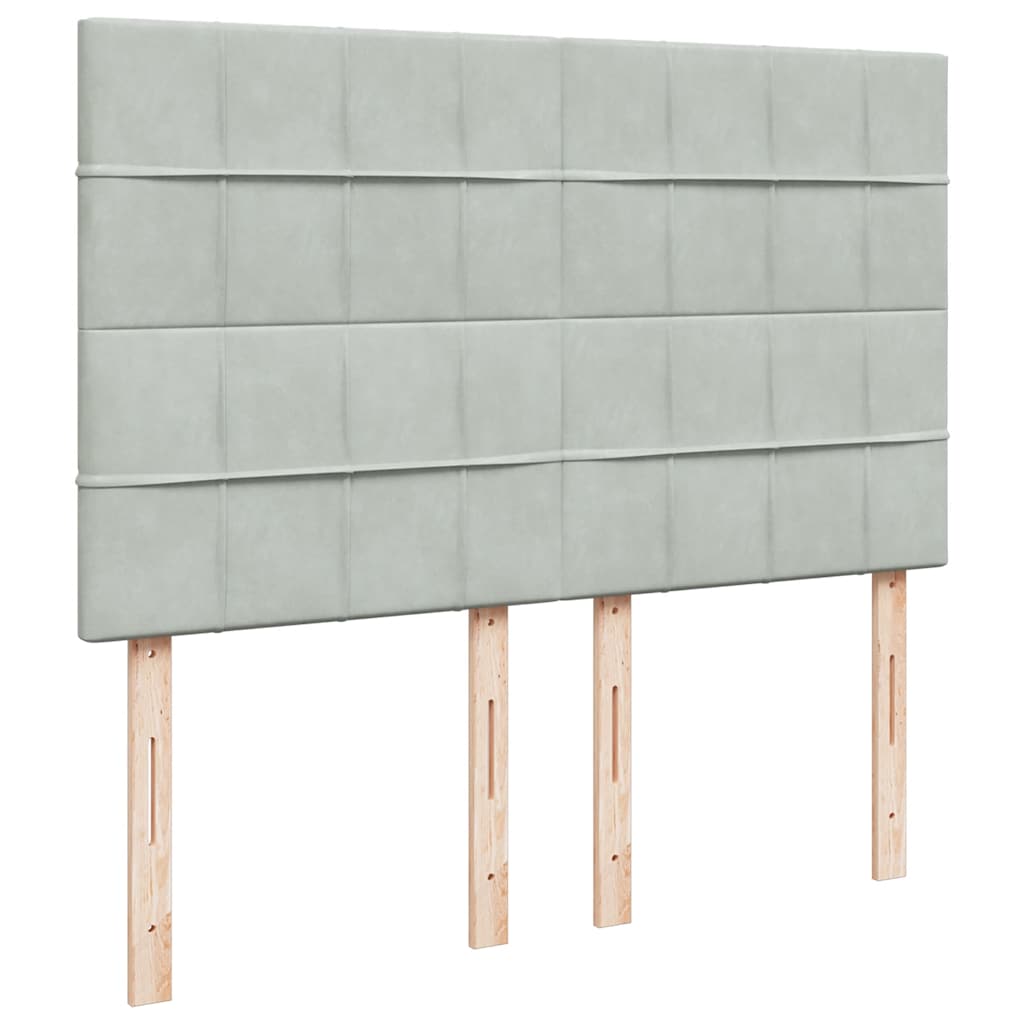 vidaXL Κρεβάτι Boxspring με Στρώμα Ανοιχτό Γκρι 140x190 εκ. Βελούδινο