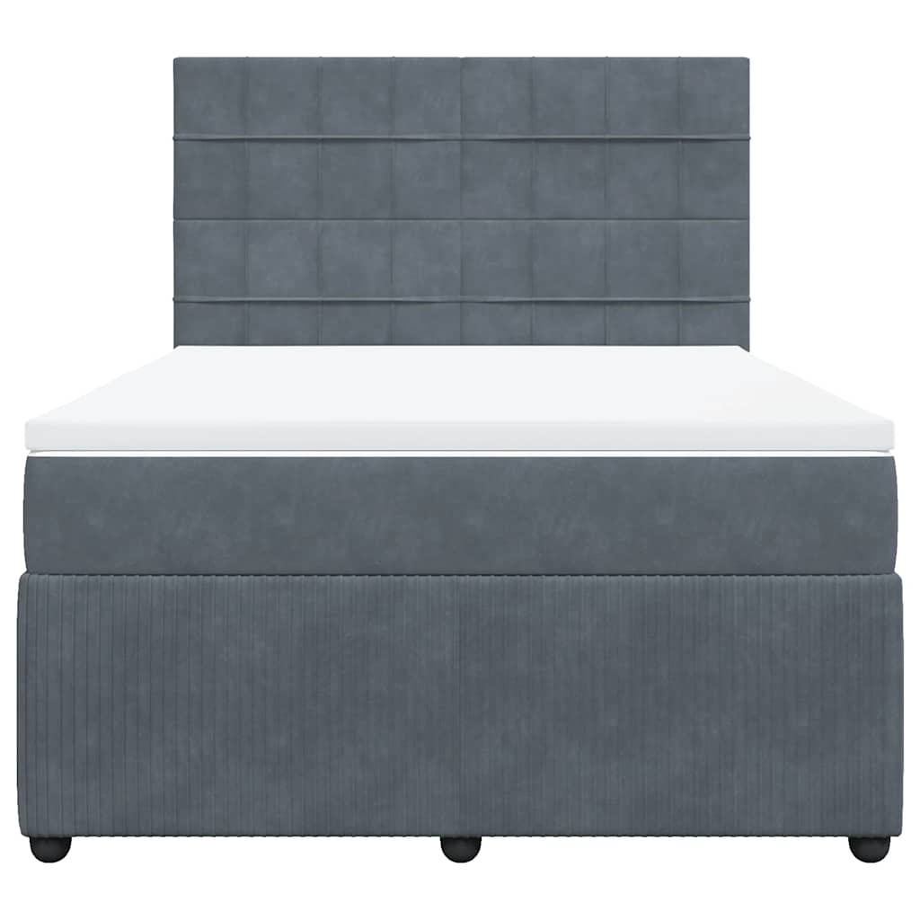 vidaXL Κρεβάτι Boxspring με Στρώμα Σκούρο Γκρι 140x190 εκ. Βελούδινο