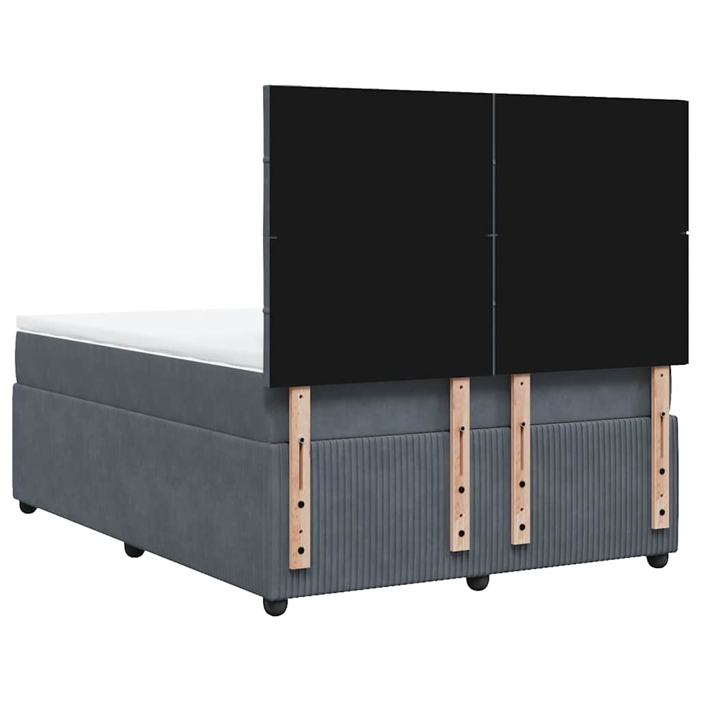 vidaXL Κρεβάτι Boxspring με Στρώμα Σκούρο Γκρι 140x190 εκ. Βελούδινο