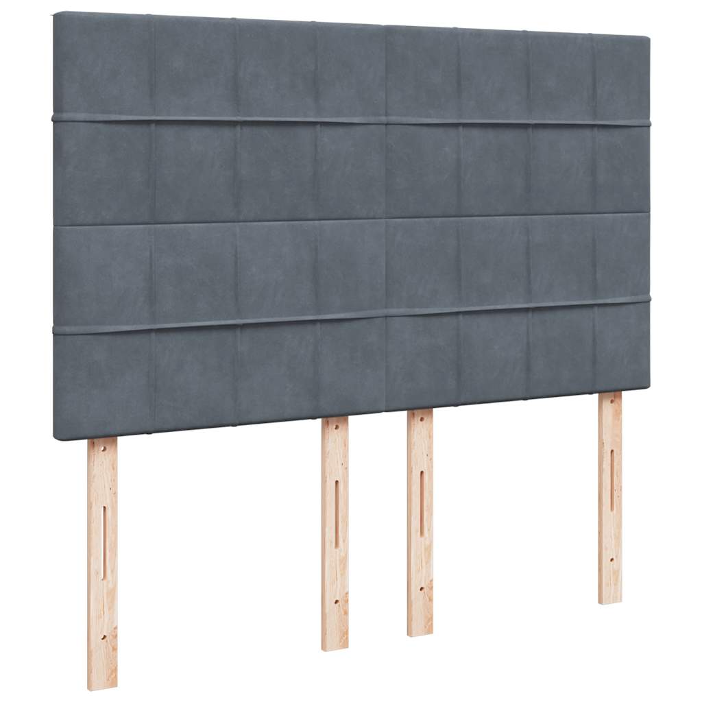 vidaXL Κρεβάτι Boxspring με Στρώμα Σκούρο Γκρι 140x190 εκ. Βελούδινο