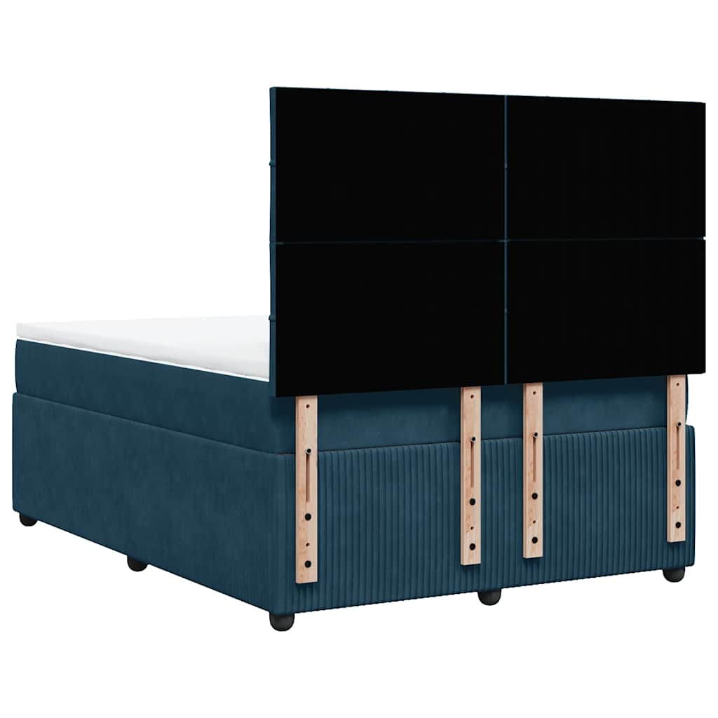 vidaXL Κρεβάτι Boxspring με Στρώμα Μπλε 140x190 εκ. Βελούδινο