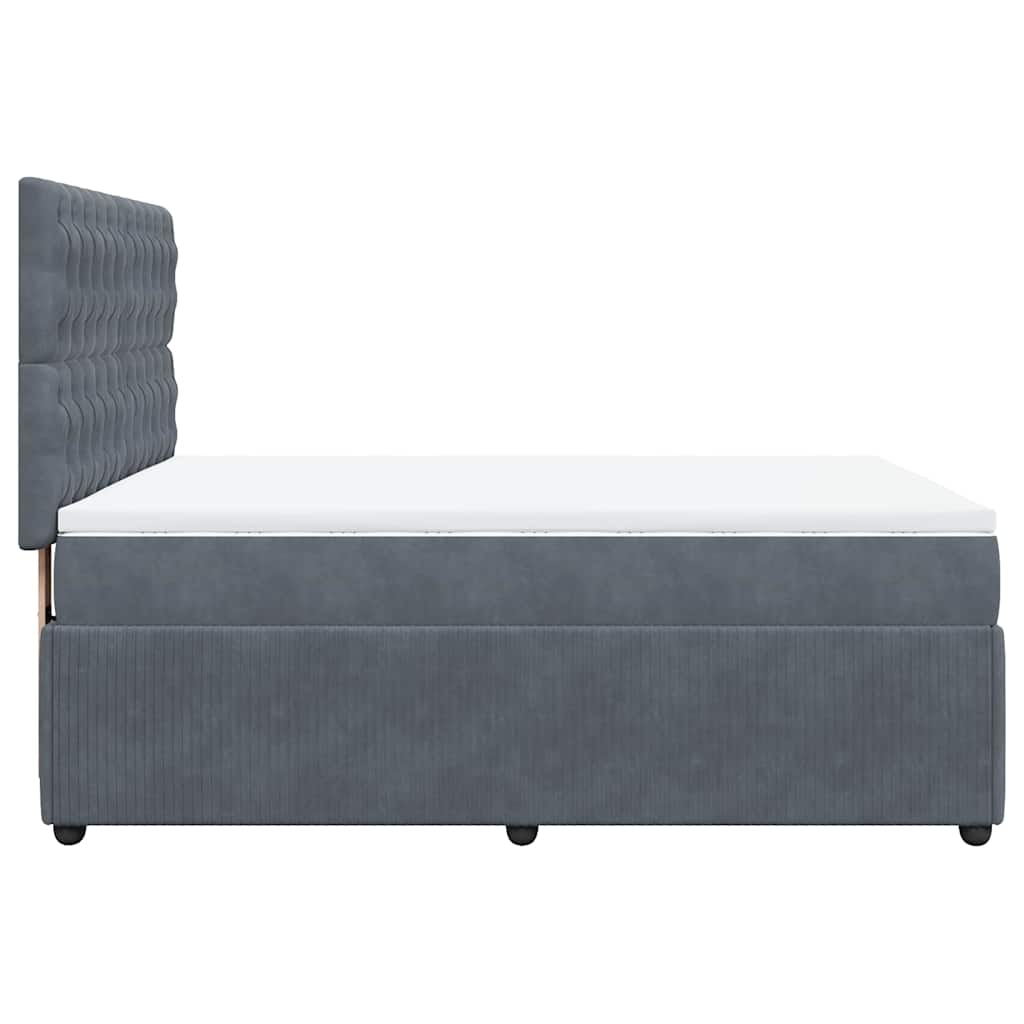 vidaXL Κρεβάτι Boxspring με Στρώμα Σκούρο Γκρι 140x190 εκ. Βελούδινο