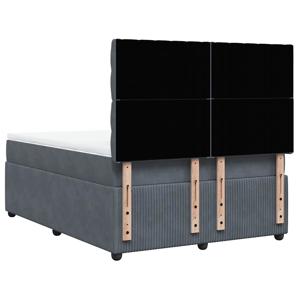 vidaXL Κρεβάτι Boxspring με Στρώμα Σκούρο Γκρι 140x190 εκ. Βελούδινο