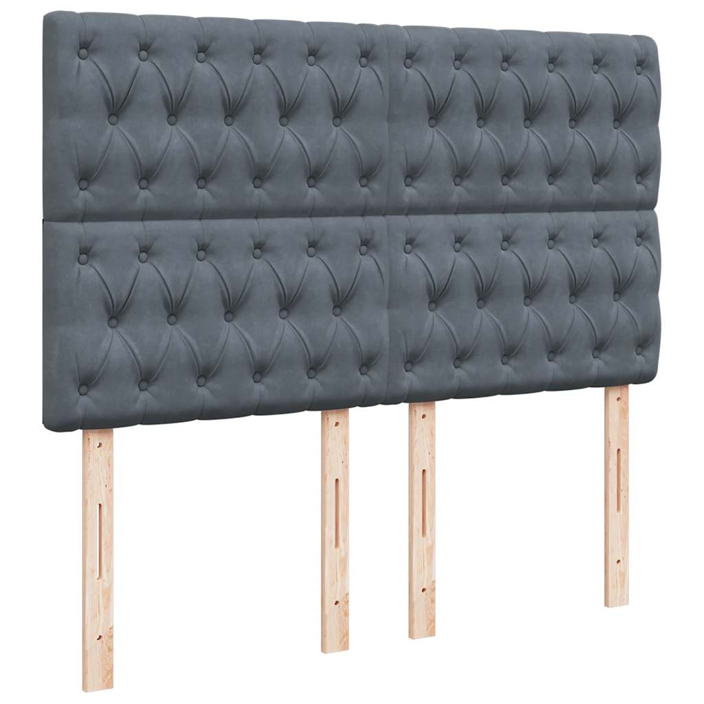 vidaXL Κρεβάτι Boxspring με Στρώμα Σκούρο Γκρι 140x190 εκ. Βελούδινο