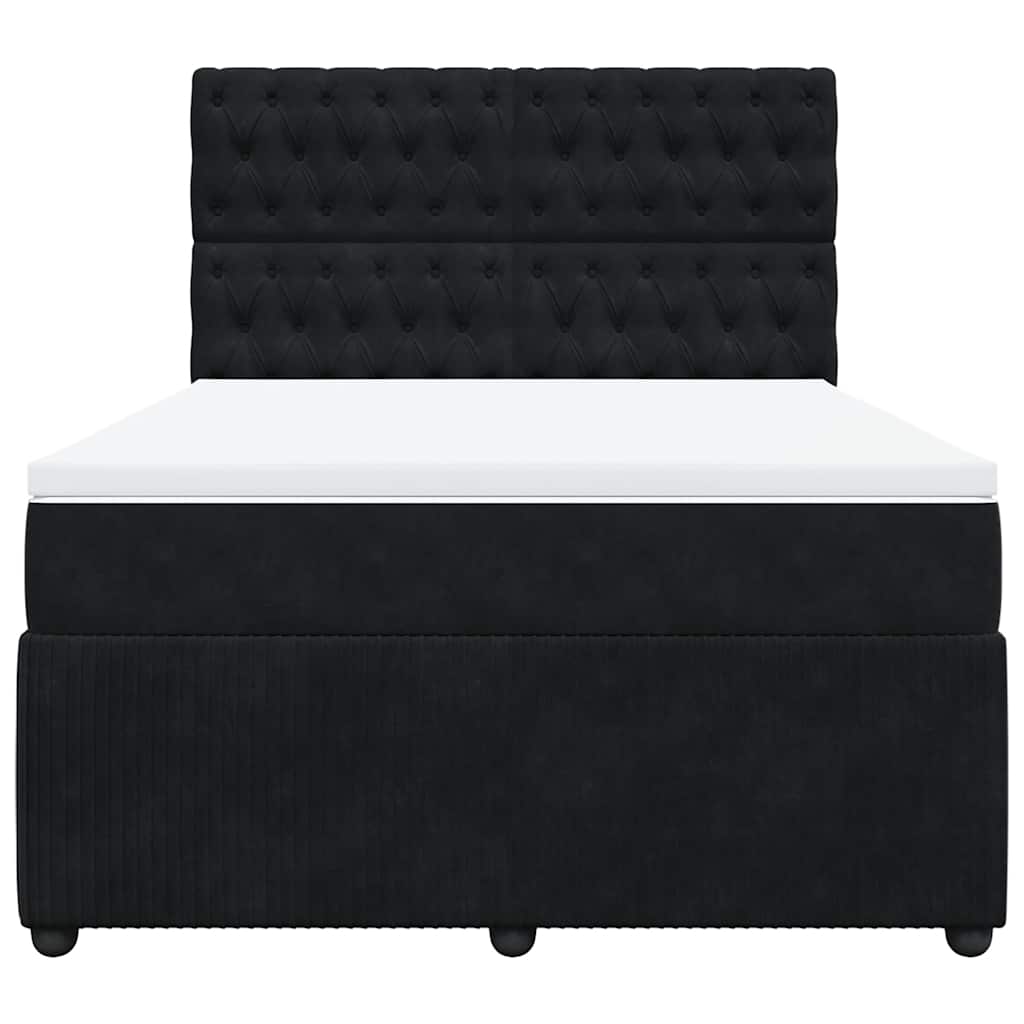 vidaXL Κρεβάτι Boxspring με Στρώμα Μαύρο 140x190 εκ. Βελούδινο