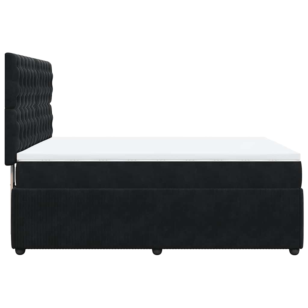 vidaXL Κρεβάτι Boxspring με Στρώμα Μαύρο 140x190 εκ. Βελούδινο