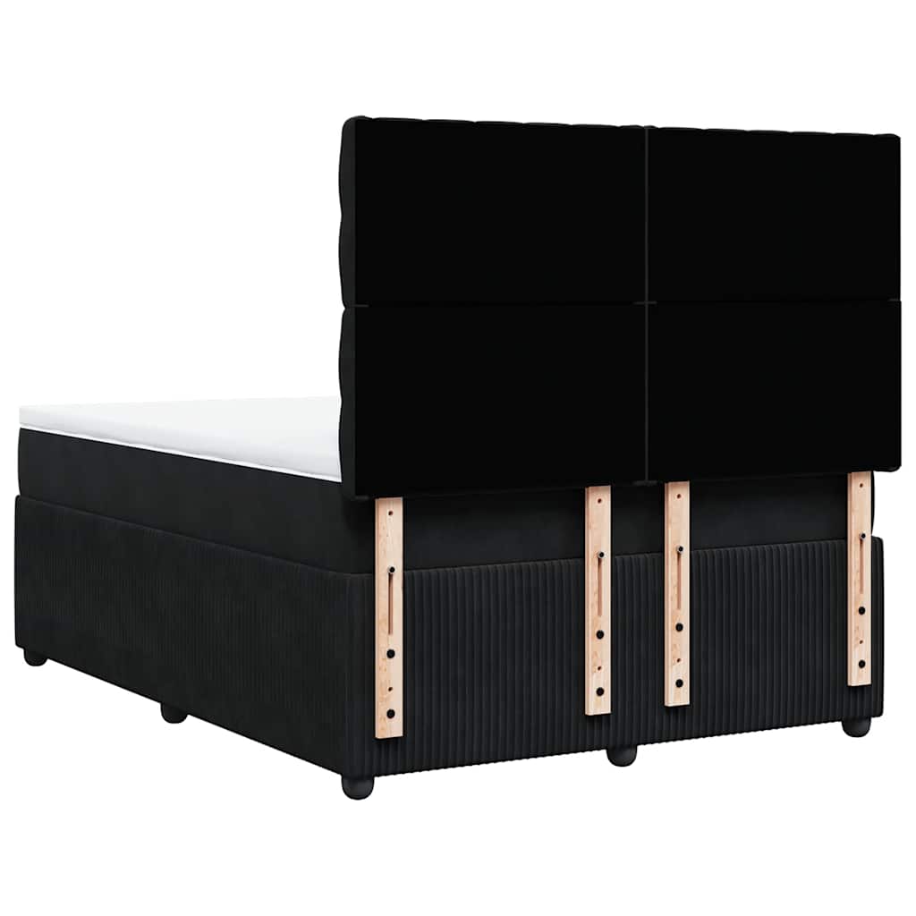 vidaXL Κρεβάτι Boxspring με Στρώμα Μαύρο 140x190 εκ. Βελούδινο
