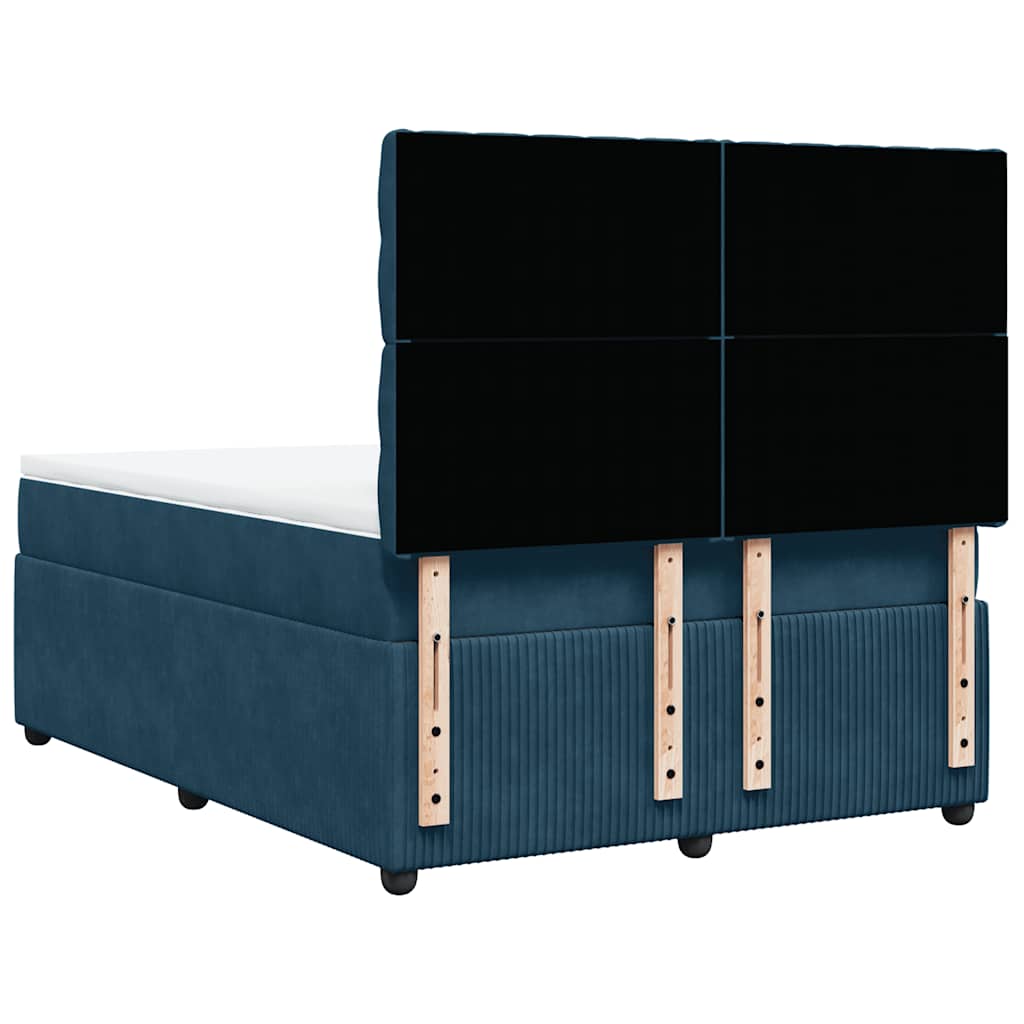 vidaXL Κρεβάτι Boxspring με Στρώμα Μπλε 140x190 εκ. Βελούδινο