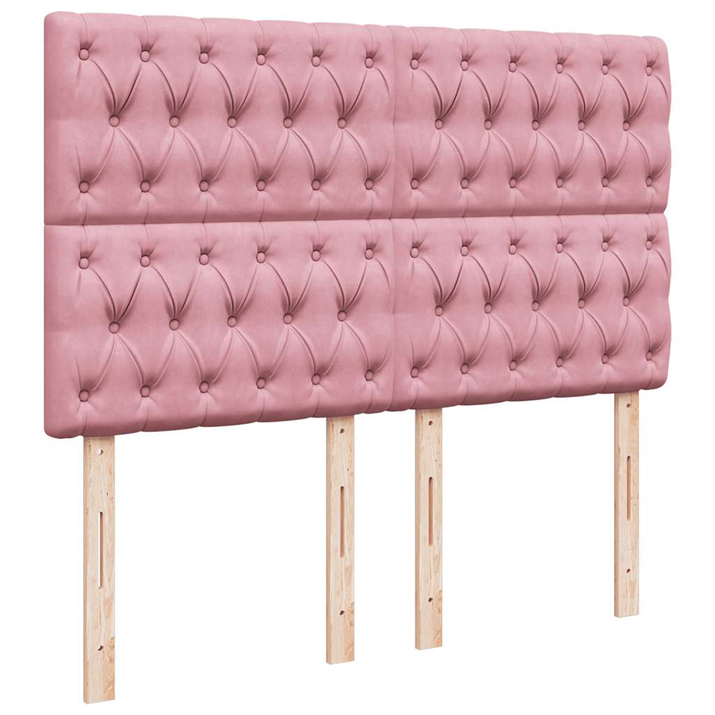 vidaXL Κρεβάτι Boxspring με Στρώμα Ροζ 140x190 εκ. Βελούδινο