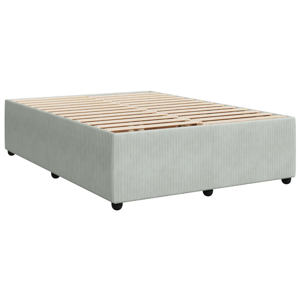 vidaXL Κρεβάτι Boxspring με Στρώμα Ανοιχτό Γκρι 140x190 εκ. Βελούδινο