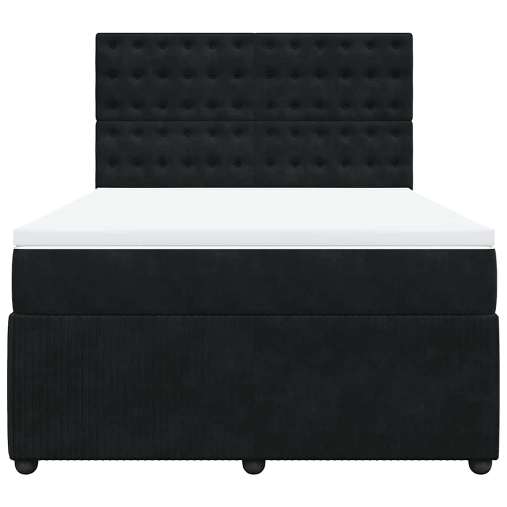 vidaXL Κρεβάτι Boxspring με Στρώμα Μαύρο 140x190 εκ. Βελούδινο