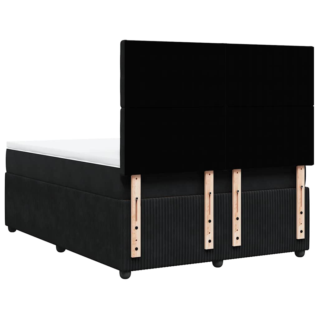 vidaXL Κρεβάτι Boxspring με Στρώμα Μαύρο 140x190 εκ. Βελούδινο