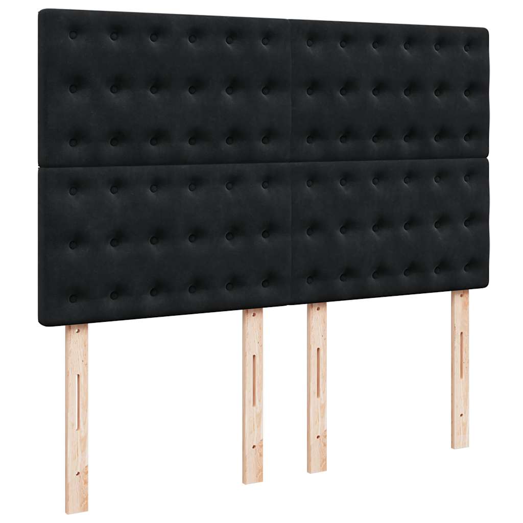 vidaXL Κρεβάτι Boxspring με Στρώμα Μαύρο 140x190 εκ. Βελούδινο