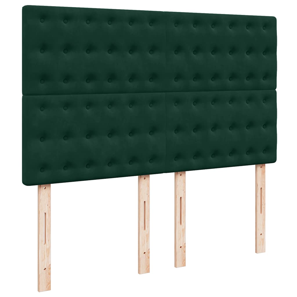 vidaXL Κρεβάτι Boxspring με Στρώμα Σκούρο Πράσινο 140x190εκ. Βελούδινο