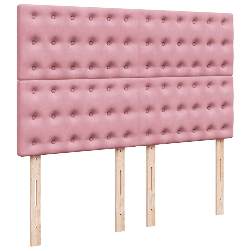 vidaXL Κρεβάτι Boxspring με Στρώμα Ροζ 140x190 εκ. Βελούδινο
