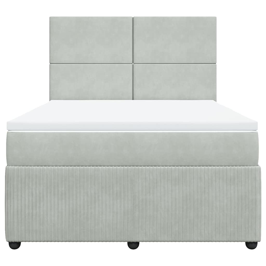vidaXL Κρεβάτι Boxspring με Στρώμα Ανοιχτό Γκρι 140x200 εκ. Βελούδινο