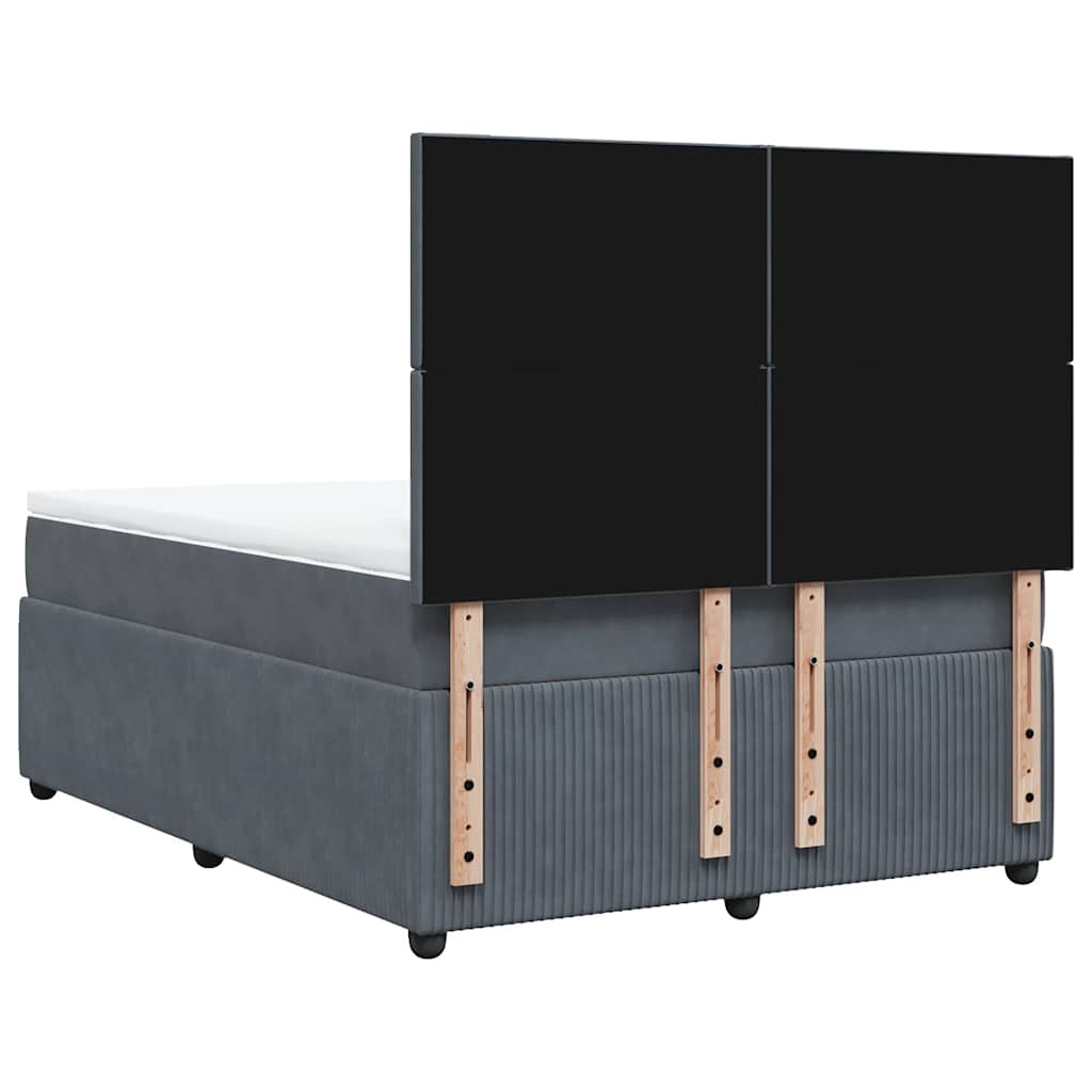vidaXL Κρεβάτι Boxspring με Στρώμα Σκούρο Γκρι 140x200 εκ. Βελούδινο