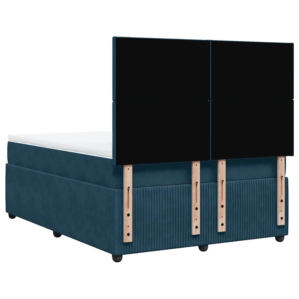 vidaXL Κρεβάτι Boxspring με Στρώμα Μπλε 140x200 εκ. Βελούδινο