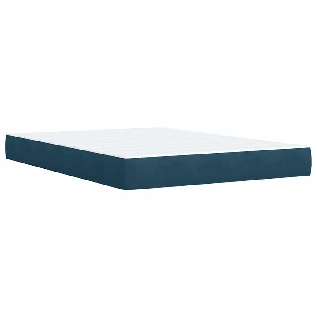 vidaXL Κρεβάτι Boxspring με Στρώμα Μπλε 140x200 εκ. Βελούδινο