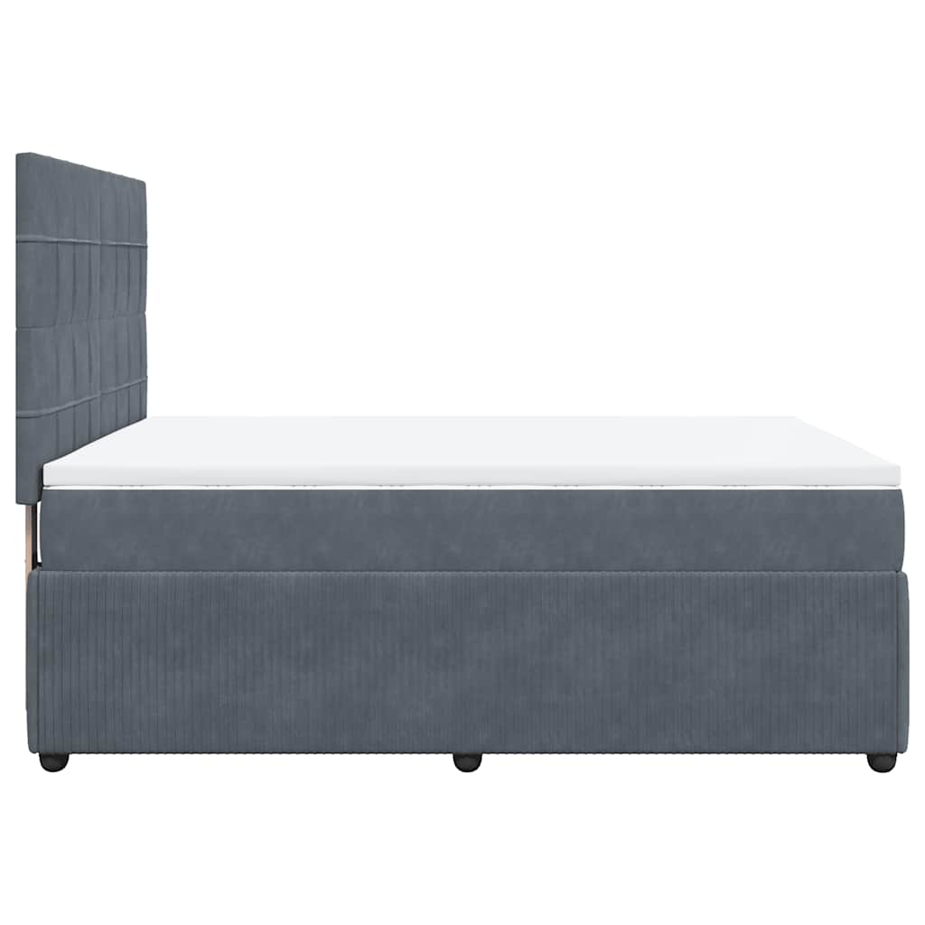 vidaXL Κρεβάτι Boxspring με Στρώμα Σκούρο Γκρι 140x200 εκ. Βελούδινο