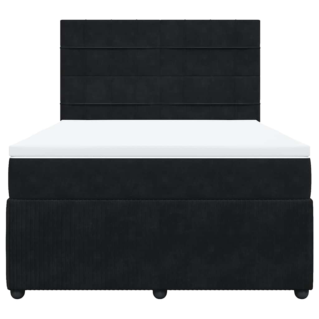 vidaXL Κρεβάτι Boxspring με Στρώμα Μαύρο 140x200 εκ. Βελούδινο