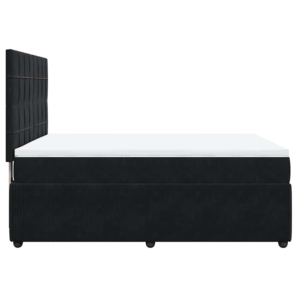vidaXL Κρεβάτι Boxspring με Στρώμα Μαύρο 140x200 εκ. Βελούδινο
