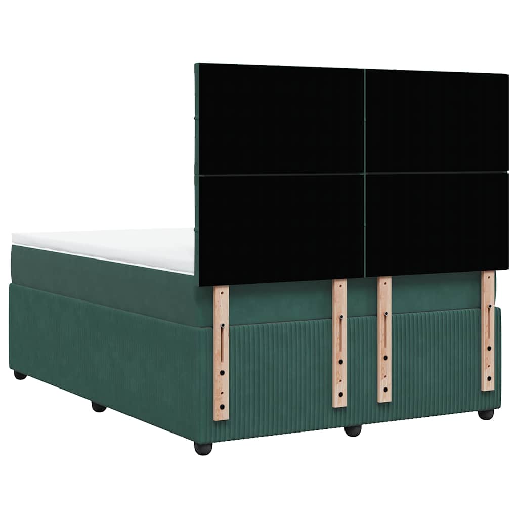 vidaXL Κρεβάτι Boxspring με Στρώμα Σκούρο Πράσινο 140x200εκ. Βελούδινο