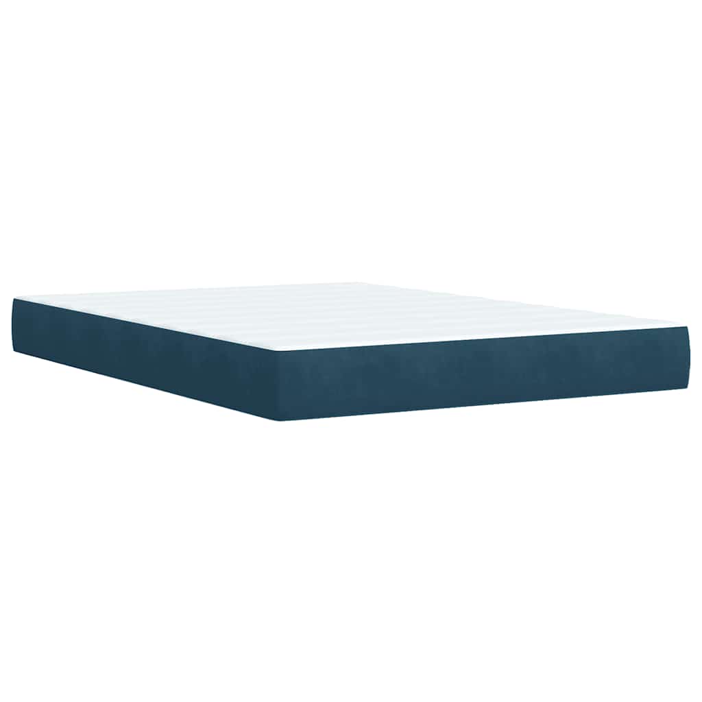 vidaXL Κρεβάτι Boxspring με Στρώμα Μπλε 140x200 εκ. Βελούδινο