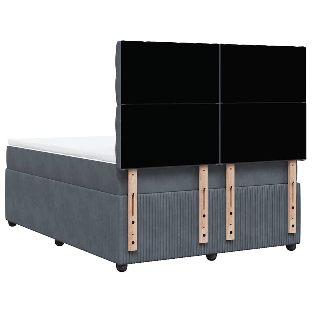 vidaXL Κρεβάτι Boxspring με Στρώμα Σκούρο Γκρι 140x200 εκ. Βελούδινο