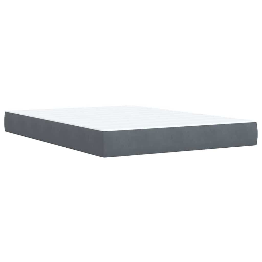 vidaXL Κρεβάτι Boxspring με Στρώμα Σκούρο Γκρι 140x200 εκ. Βελούδινο