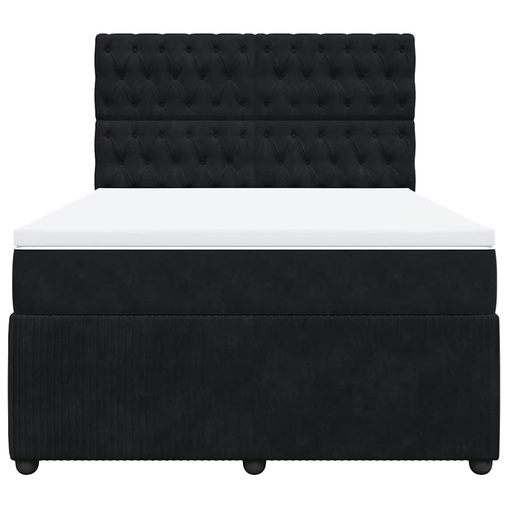 vidaXL Κρεβάτι Boxspring με Στρώμα Μαύρο 140x200 εκ. Βελούδινο