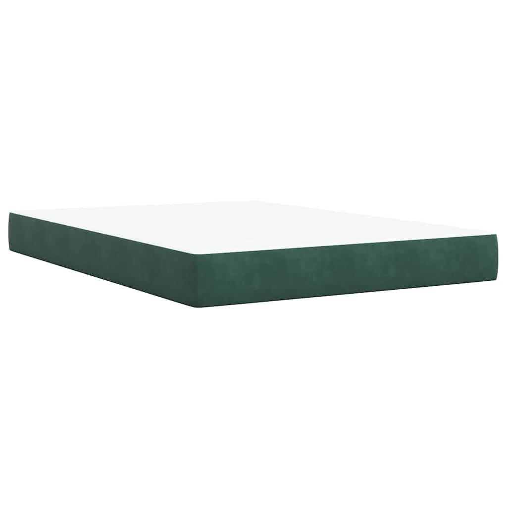 vidaXL Κρεβάτι Boxspring με Στρώμα Σκούρο Πράσινο 140x200εκ. Βελούδινο