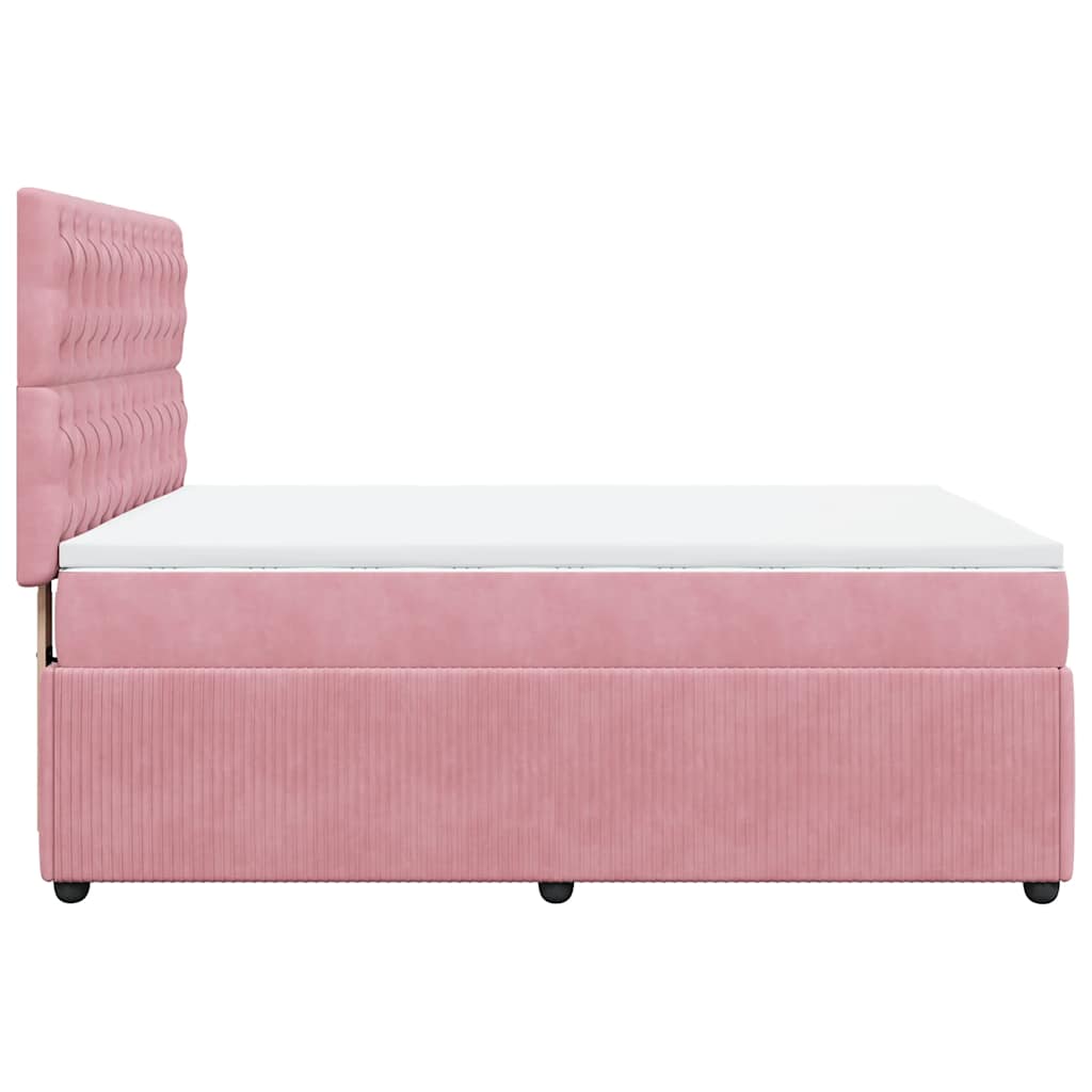 vidaXL Κρεβάτι Boxspring με Στρώμα Ροζ 140x200 εκ. Βελούδινο