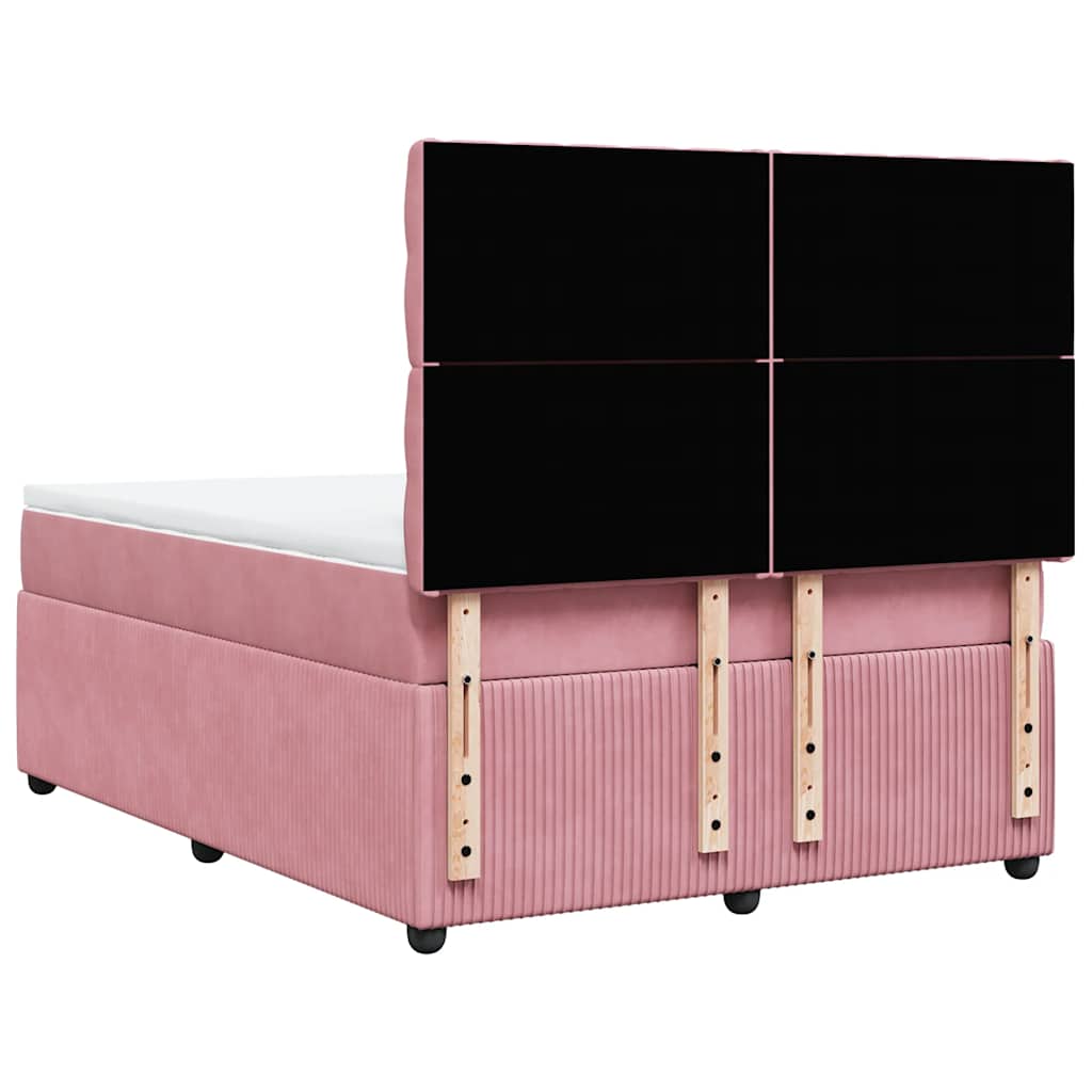 vidaXL Κρεβάτι Boxspring με Στρώμα Ροζ 140x200 εκ. Βελούδινο