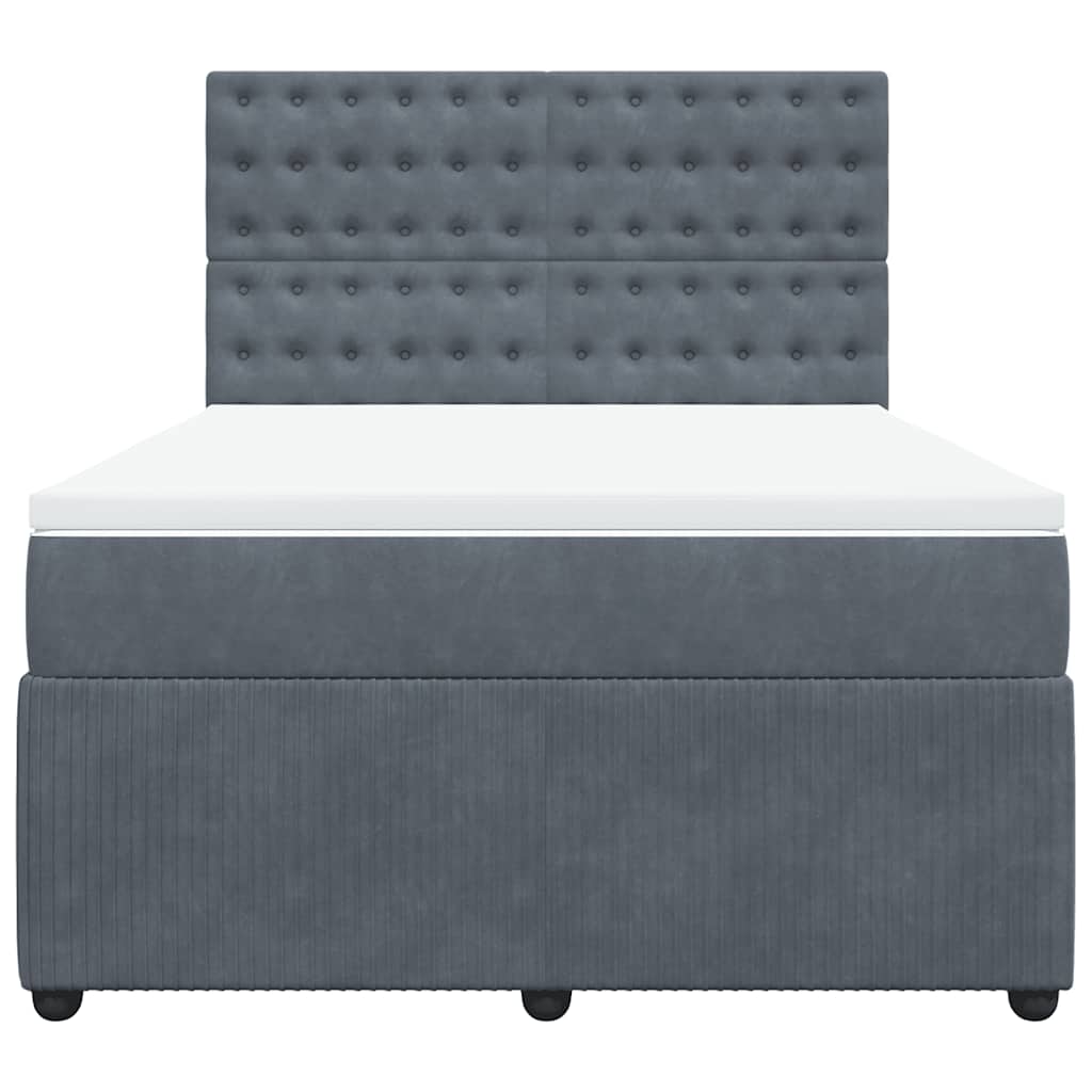 vidaXL Κρεβάτι Boxspring με Στρώμα Σκούρο Γκρι 140x200 εκ. Βελούδινο