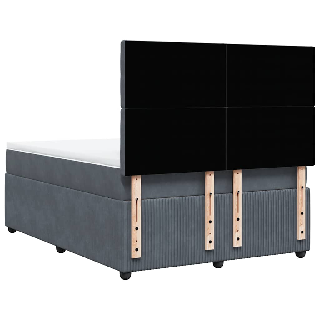 vidaXL Κρεβάτι Boxspring με Στρώμα Σκούρο Γκρι 140x200 εκ. Βελούδινο