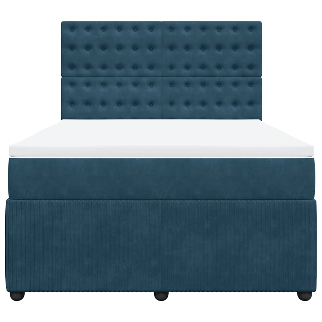 vidaXL Κρεβάτι Boxspring με Στρώμα Μπλε 140x200 εκ. Βελούδινο