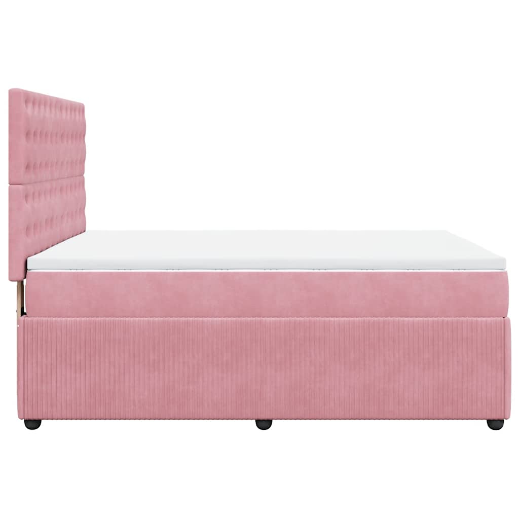 vidaXL Κρεβάτι Boxspring με Στρώμα Ροζ 140x200 εκ. Βελούδινο