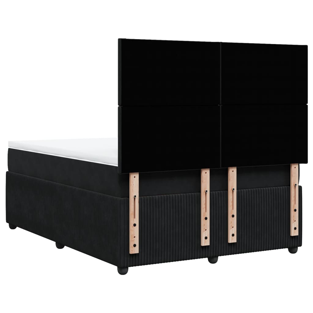 vidaXL Κρεβάτι Boxspring με Στρώμα Μαύρο 160x200 εκ. Βελούδινο