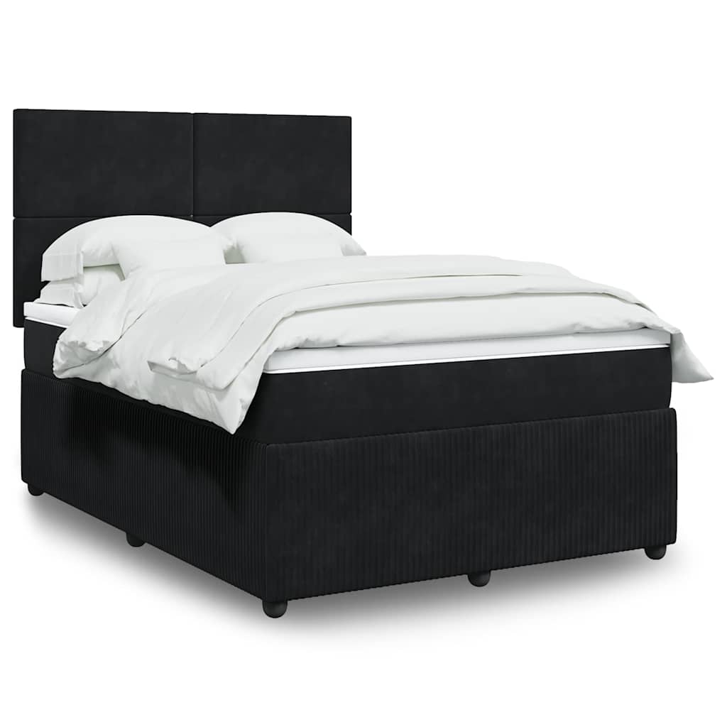 vidaXL Κρεβάτι Boxspring με Στρώμα Μαύρο 160x200 εκ. Βελούδινο