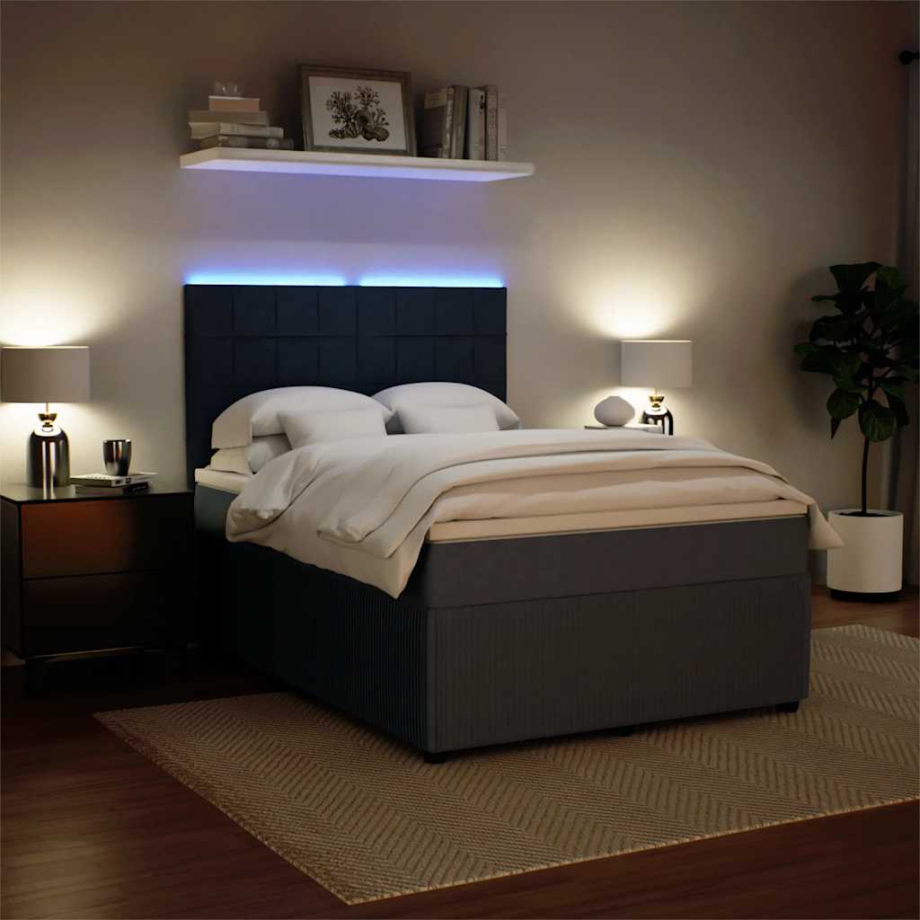 vidaXL Κρεβάτι Boxspring με Στρώμα Σκούρο Γκρι 160x200 εκ. Βελούδινο