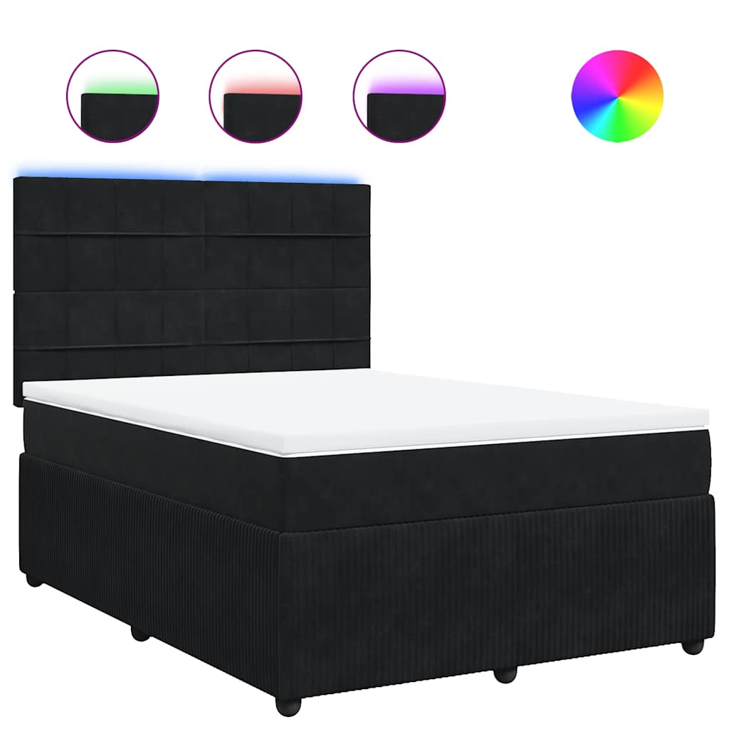 vidaXL Κρεβάτι Boxspring με Στρώμα Μαύρο 160x200 εκ. Βελούδινο