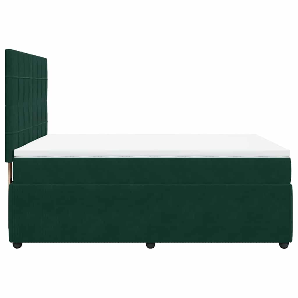 vidaXL Κρεβάτι Boxspring με Στρώμα Σκούρο Πράσινο 160x200εκ. Βελούδινο
