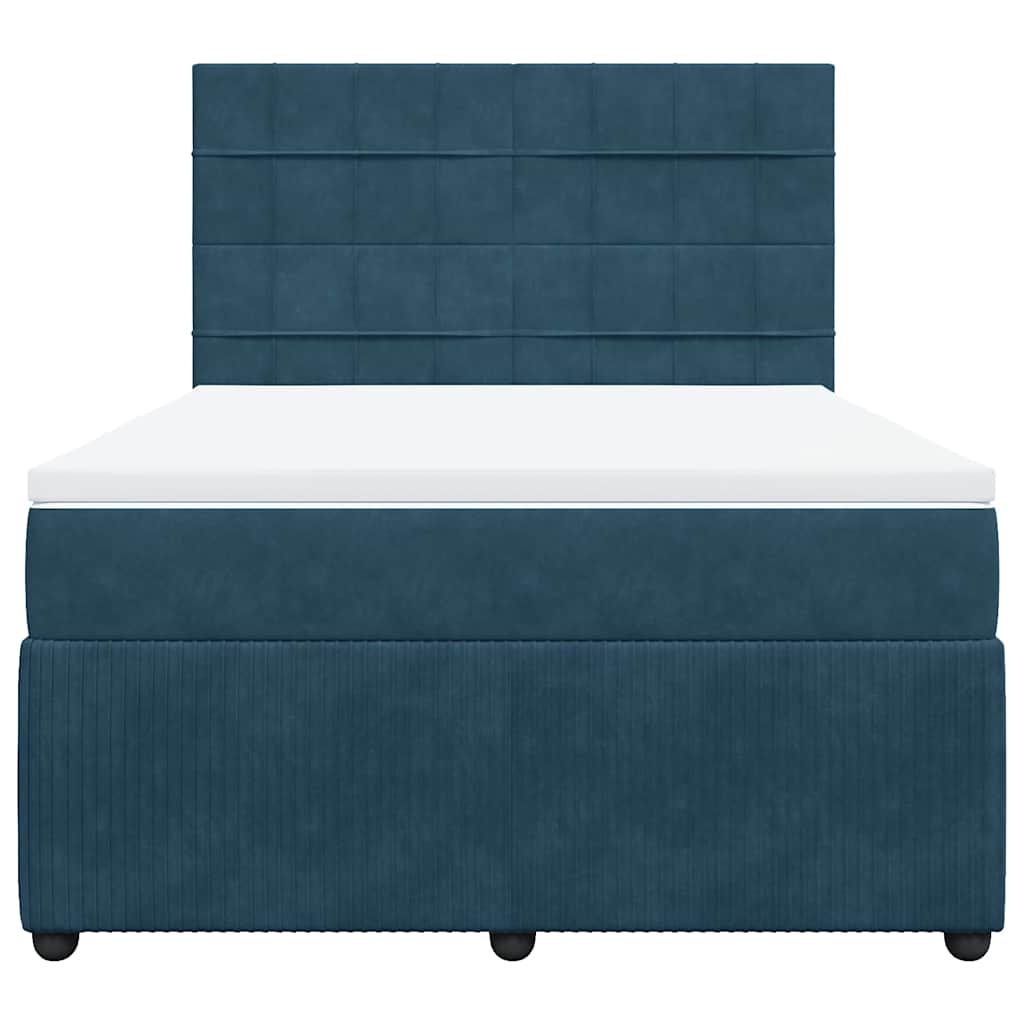 vidaXL Κρεβάτι Boxspring με Στρώμα Μπλε 160x200 εκ. Βελούδινο