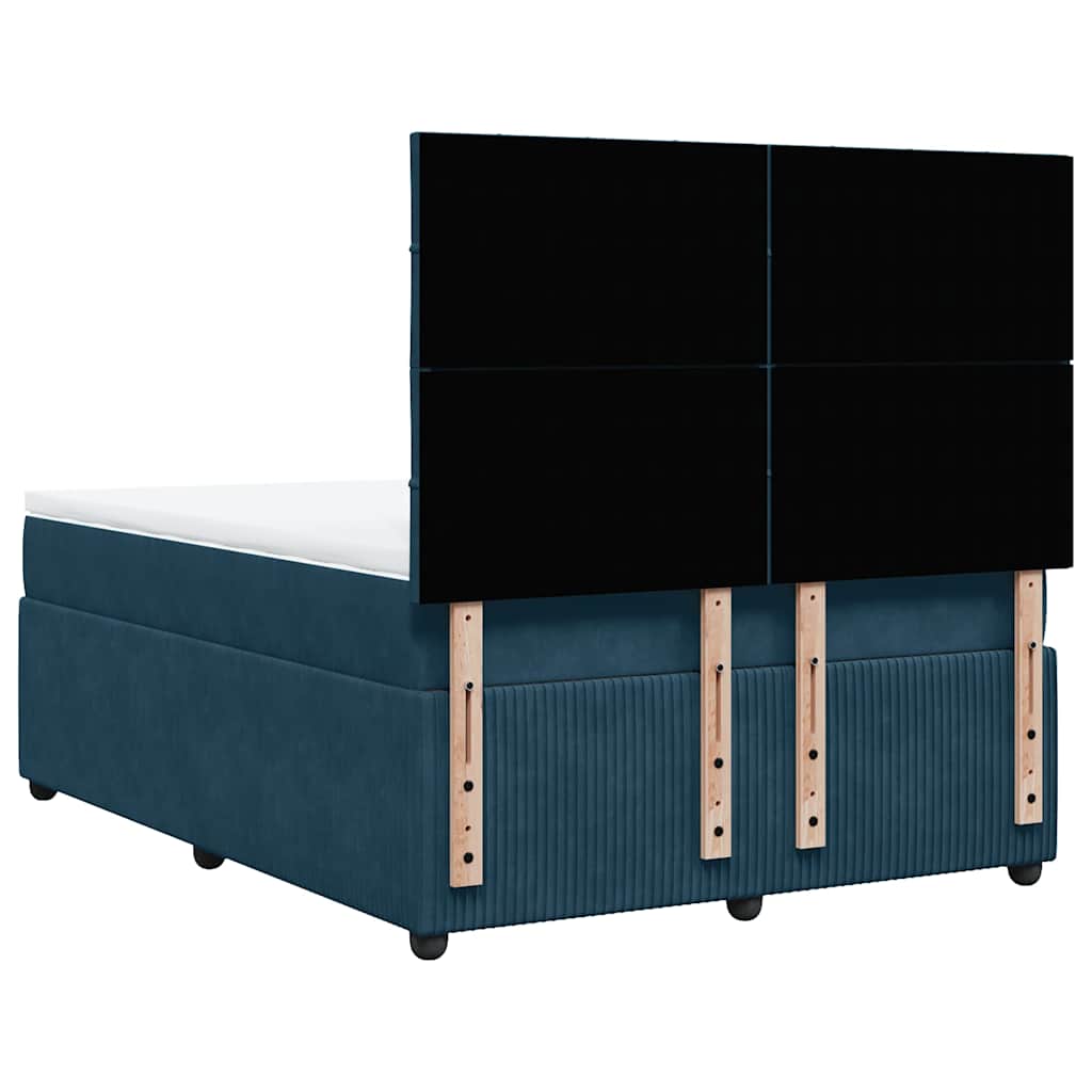 vidaXL Κρεβάτι Boxspring με Στρώμα Μπλε 160x200 εκ. Βελούδινο