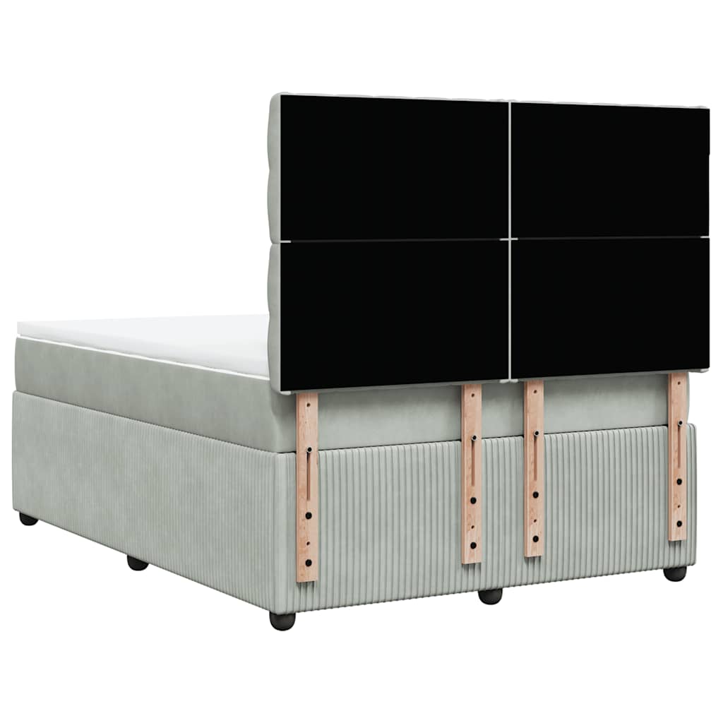 vidaXL Κρεβάτι Boxspring με Στρώμα Ανοιχτό Γκρι 160x200 εκ. Βελούδινο