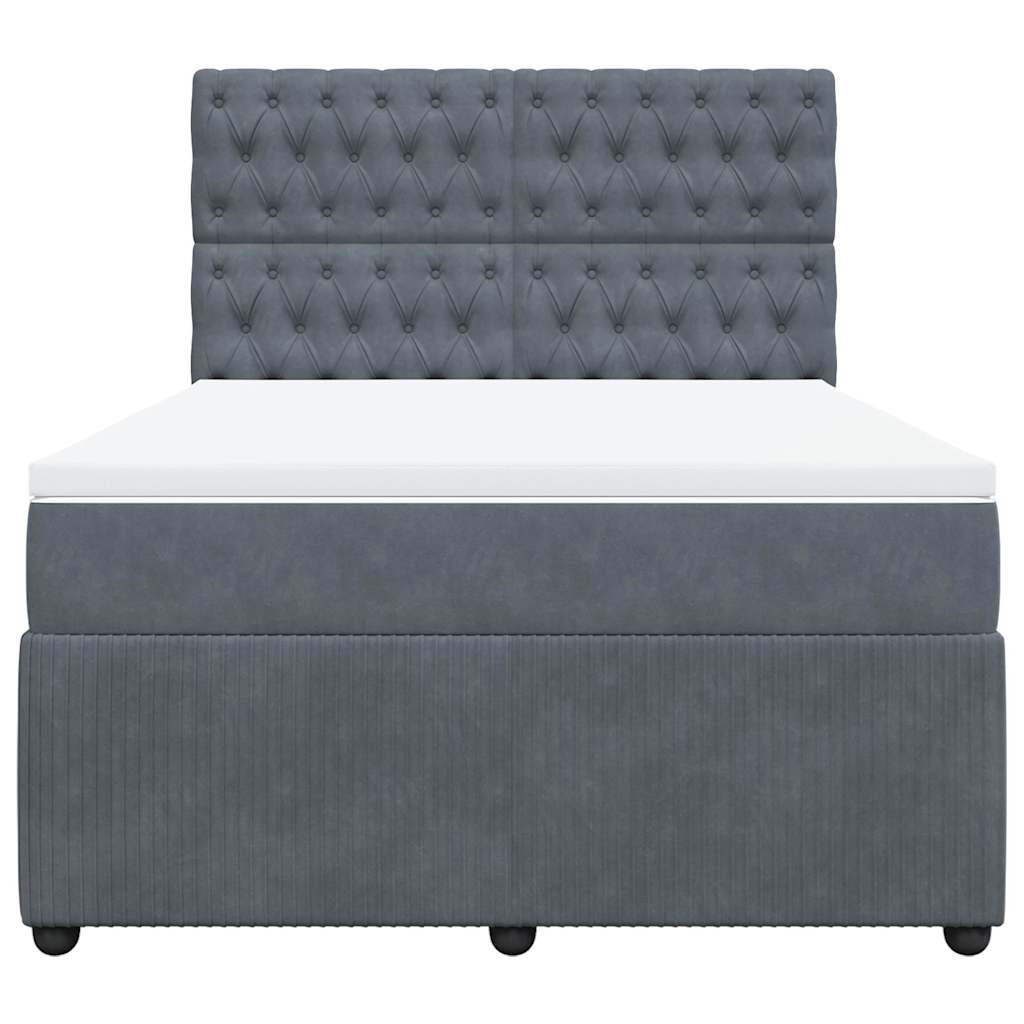vidaXL Κρεβάτι Boxspring με Στρώμα Σκούρο Γκρι 160x200 εκ. Βελούδινο