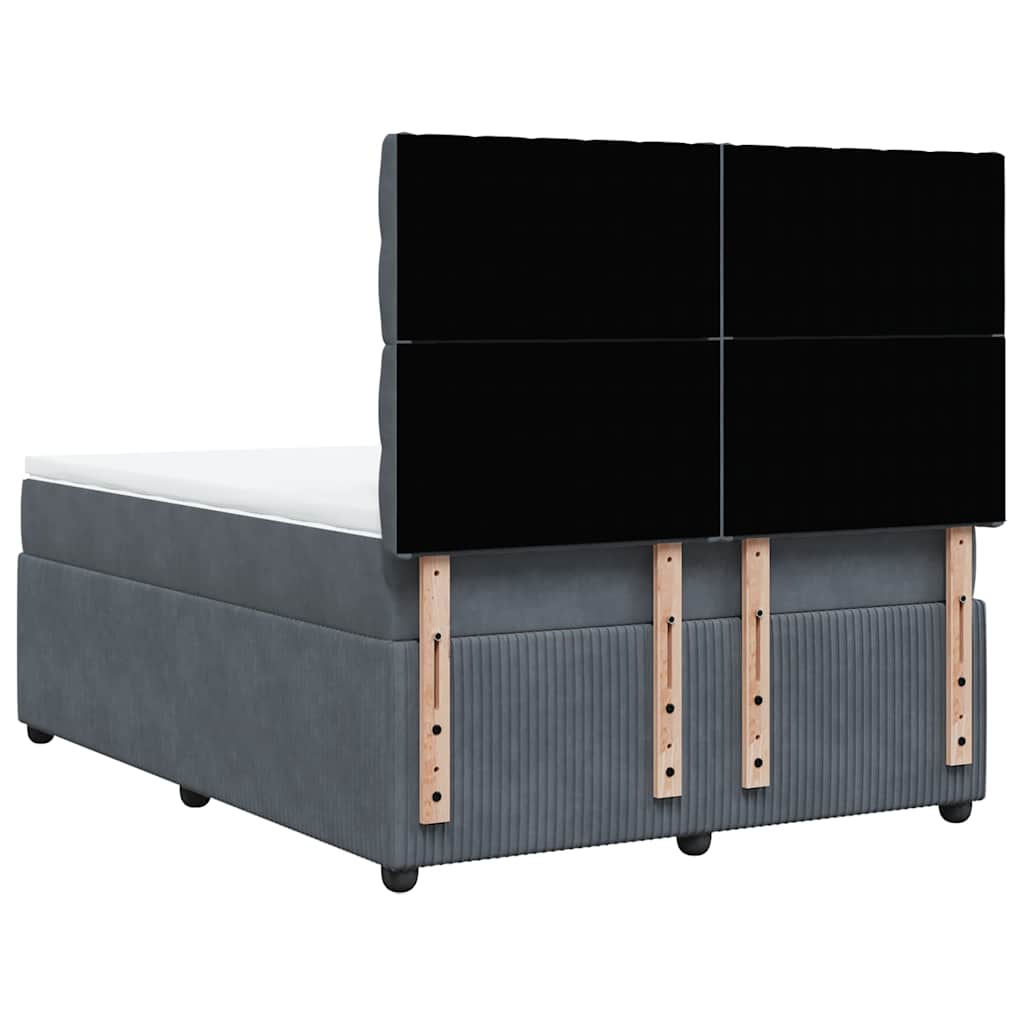 vidaXL Κρεβάτι Boxspring με Στρώμα Σκούρο Γκρι 160x200 εκ. Βελούδινο