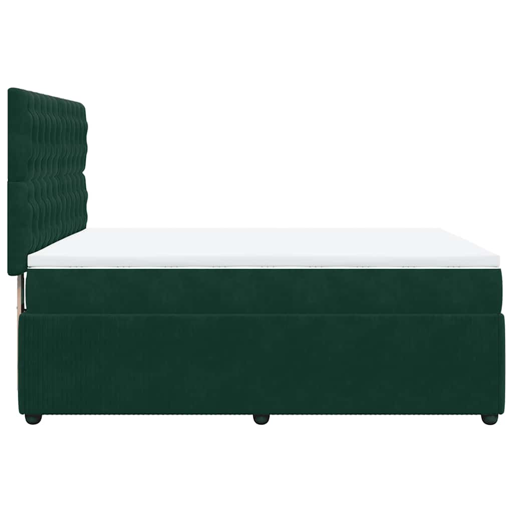 vidaXL Κρεβάτι Boxspring με Στρώμα Σκούρο Πράσινο 160x200εκ. Βελούδινο